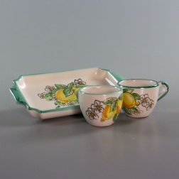 Bomboniera cresima set caffè ceramica Vietri limoni fiori